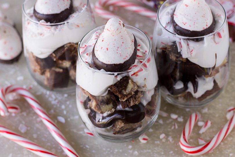 Peppermint Brownie Trifles