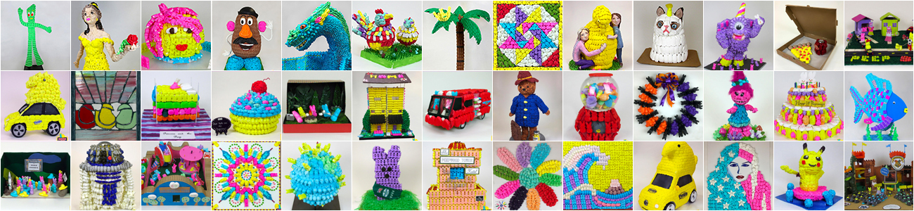 Tiled collection of art and dioramas using Peeps