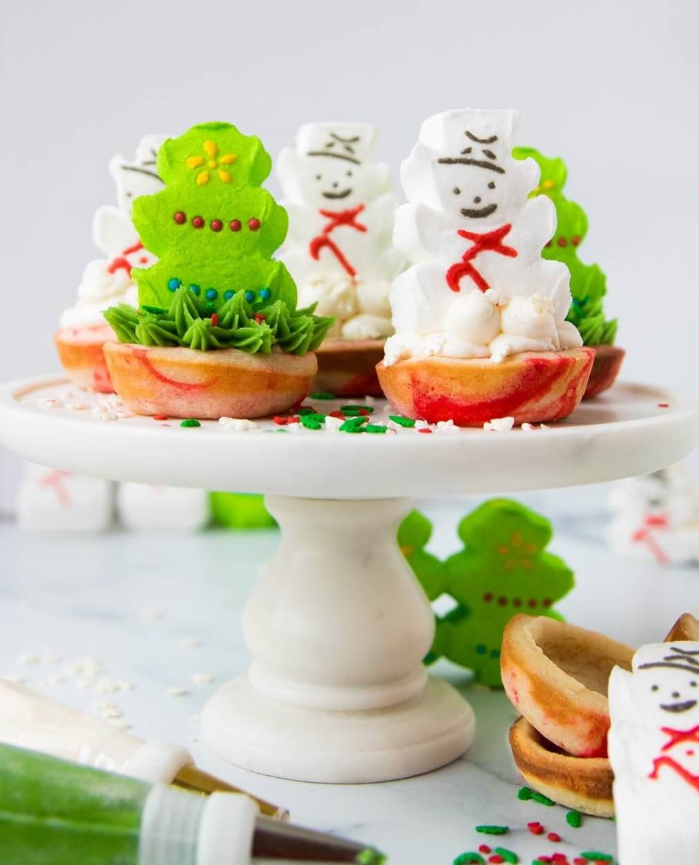 Peppermint Cookie Cups with PEEPS® Marshmallow White Chocolate Ganache