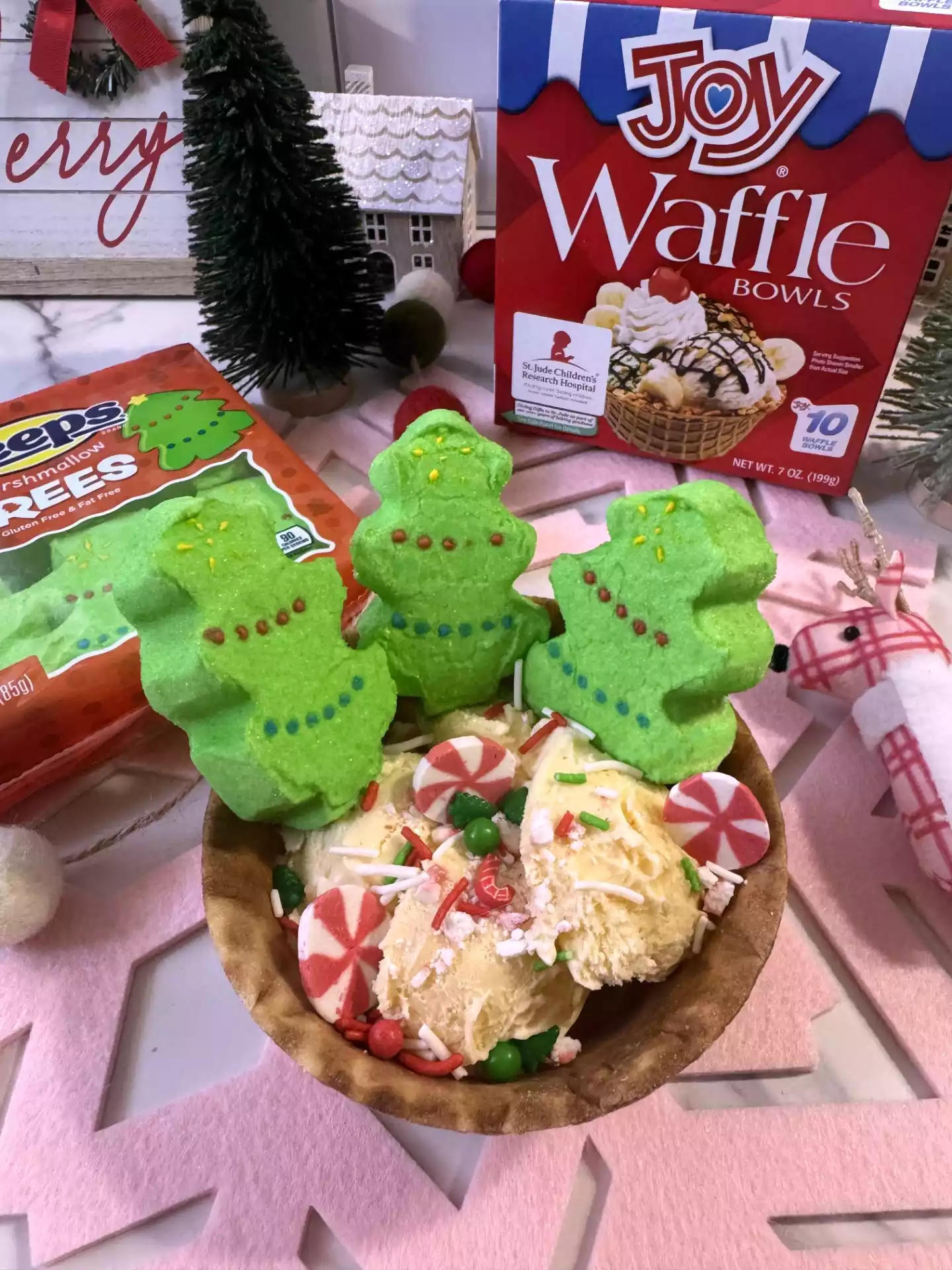 Joy Waffle Bowls with PEEPS® Marshmallow Trees